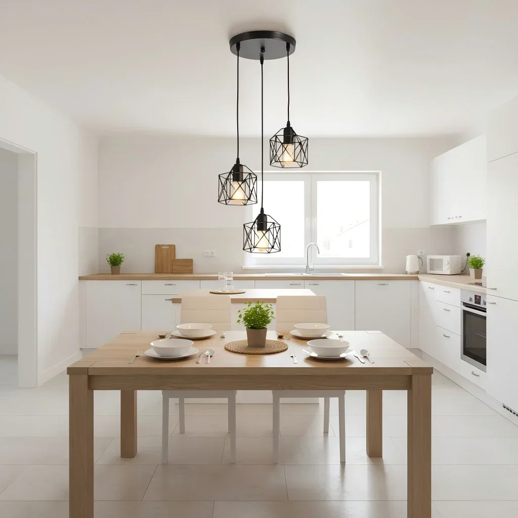 Vintage Nordic Style LED Ceiling Chandelier - Hanging Lamp for Kitchen Dining Living Room Decor Festive Christmas Pendant Light