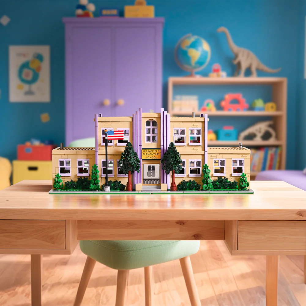 

Springfield Primary School Building Blocks Set, 8 figures Animated Architecture Model DIY Collectible Creative Gift 3500PCS