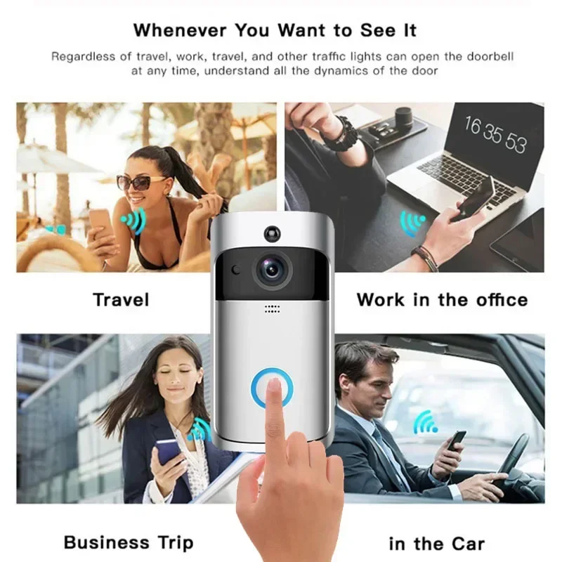 HD Smart Home Wireless Wifi Doorbell Camera Security Video Intercom IR Night Vision AC Battery Operated House Security Doorbell