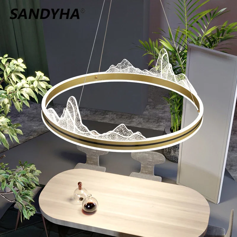 SANDYHA Nordic Snow Mountain Shape LED Pendant Light Chandelier for Living Room Bedroom Dining Hall Modern Luxury Home Decor