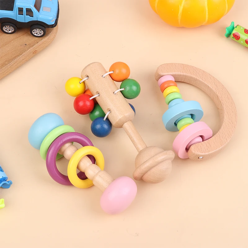 Baby Handheld Ringing Instrument Toy Wooden Musical Instruments Toy Baby Rattle Early Education Toys Griping Practice Toys