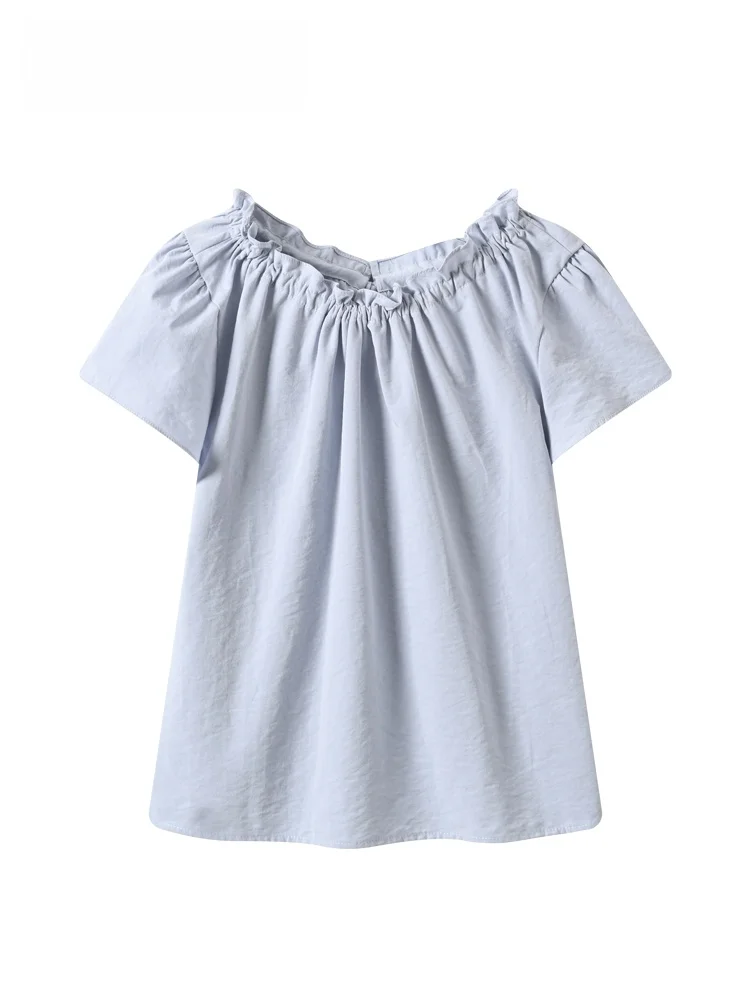 

CaraCLUB plus Size Short Sleeve Shirt Women's Summer New Style Casual Age-Defying Versatile Shoulder-Length Top