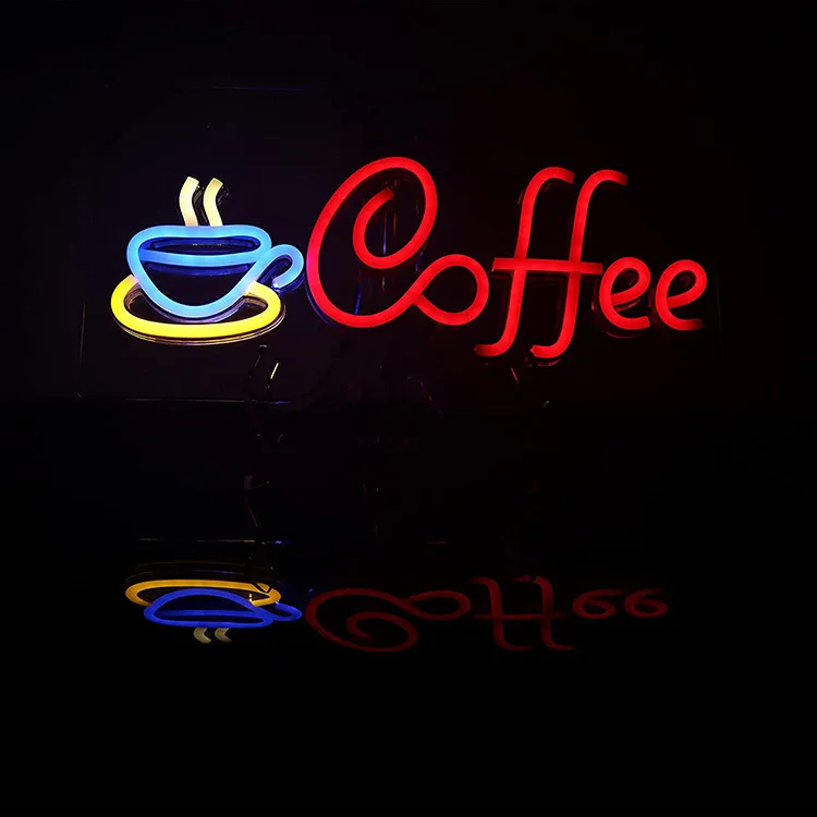 Coffee Neon Sign Cafe Restaurant Hotel Wall Decor USB Powered Custom Neon Sign for Coffee Shop Bar LED Night Light 42*22cm