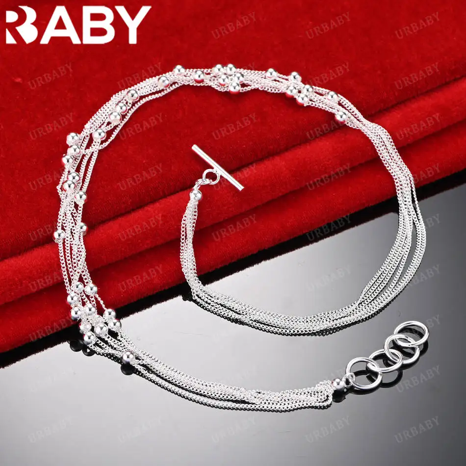URBABY 45 ซม. 925 สร้อยคอเงินแท้สำหรับผู้หญิงผู้ชายเสน่ห์เทรนด์ของขวัญวันเกิดแฟชั่นปาร์ตี้