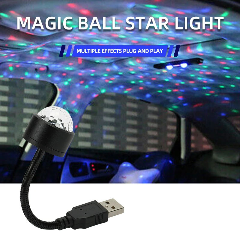 LED السماء المرصعة بالنجوم الكرة USB ليلة كشاف ضوئي جو مصباح الصوت المنشط RGB الدورية مصباح للزينة لحفلة عيد الميلاد