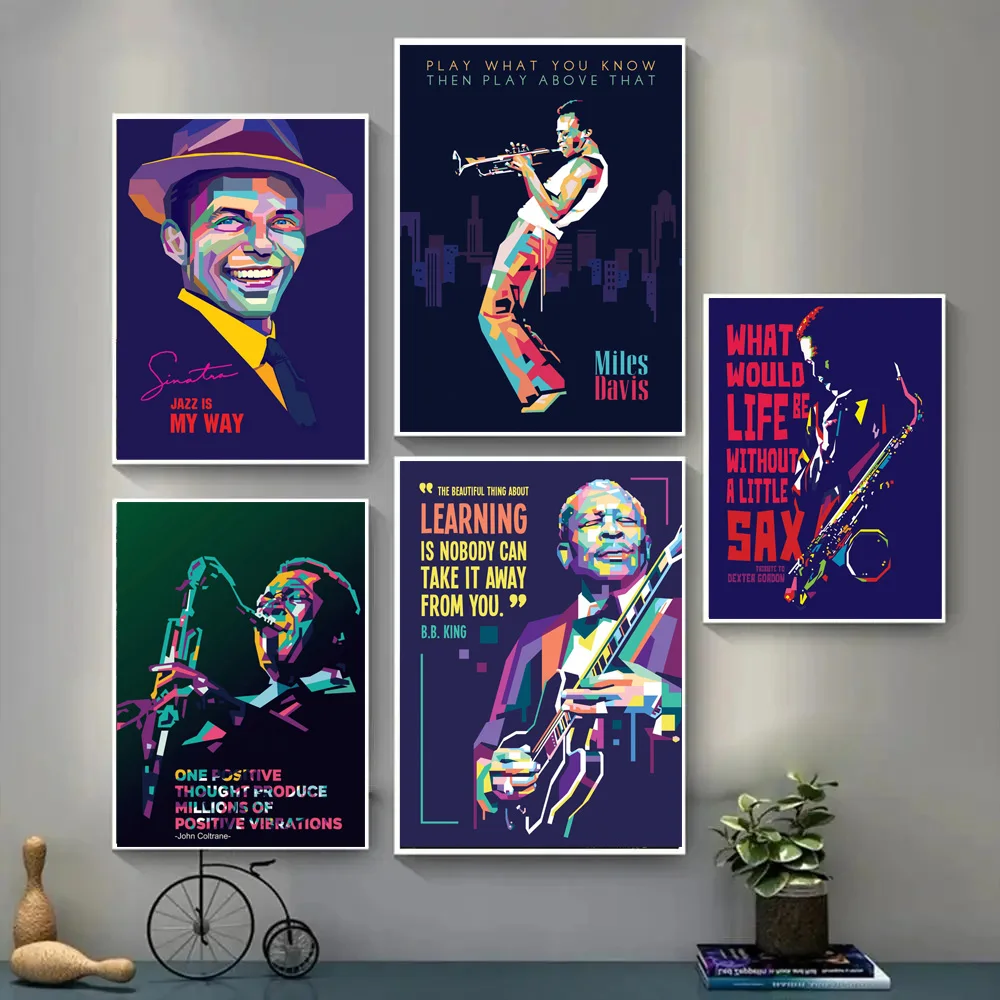 Poster Prints Hot Miles Davis John Coltrane Jazz Quotes Music Star Gifts Canvas Painting Wall Art Picture Living Room Home Decor