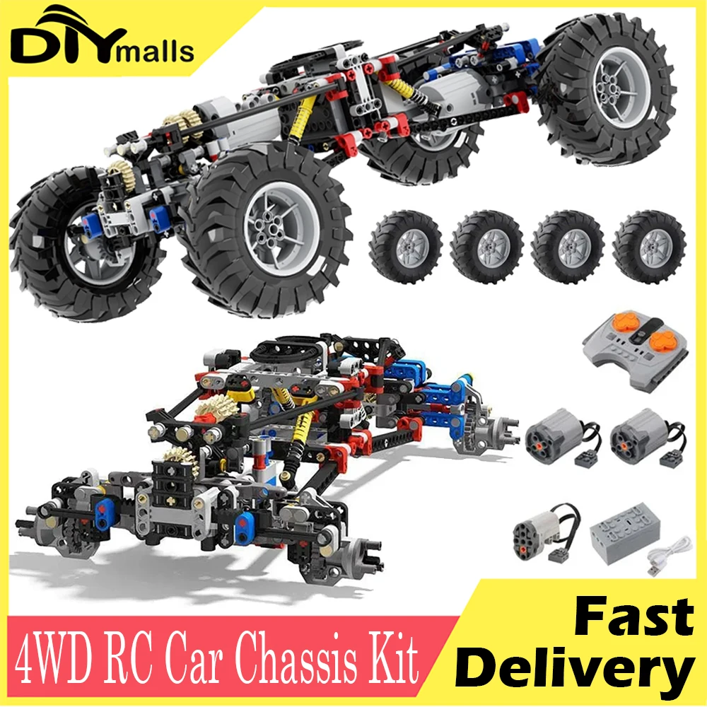 MOC 4WD RC Car Chassis Kit Building Block Drive Climbing Car Off-Road Suspension 8CH APP Remote Control 8882 Technical Part
