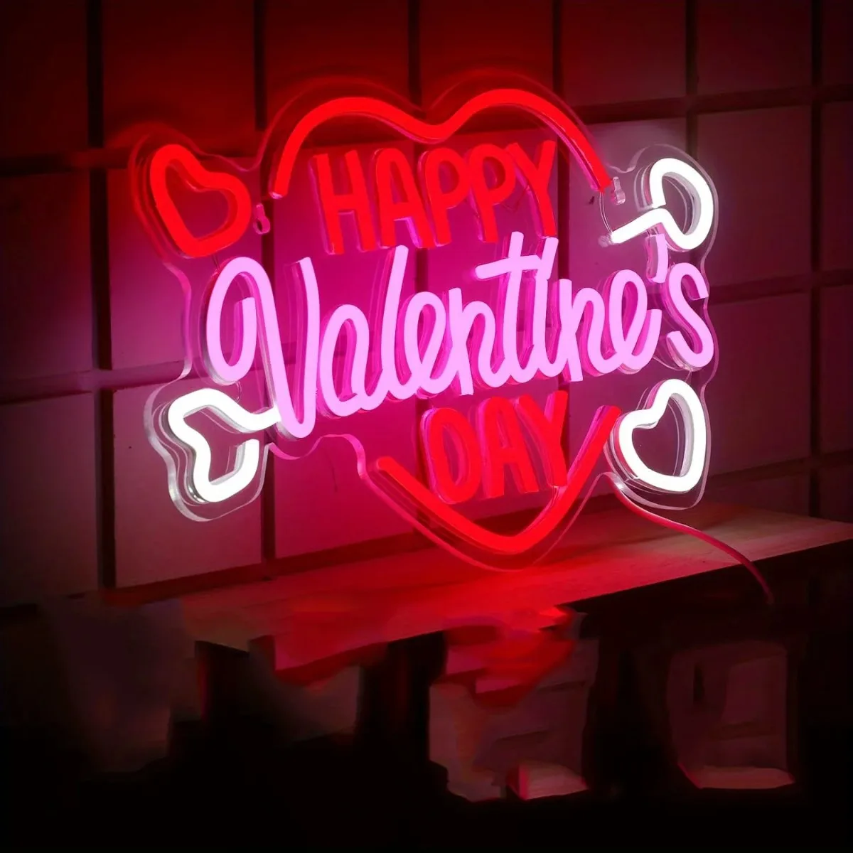 

[Valentine's Day Neon Sign] Valentine's Day LED Neon Sign, for Living Room, Spring Decorations, Party Home Office Desk Art Gifts