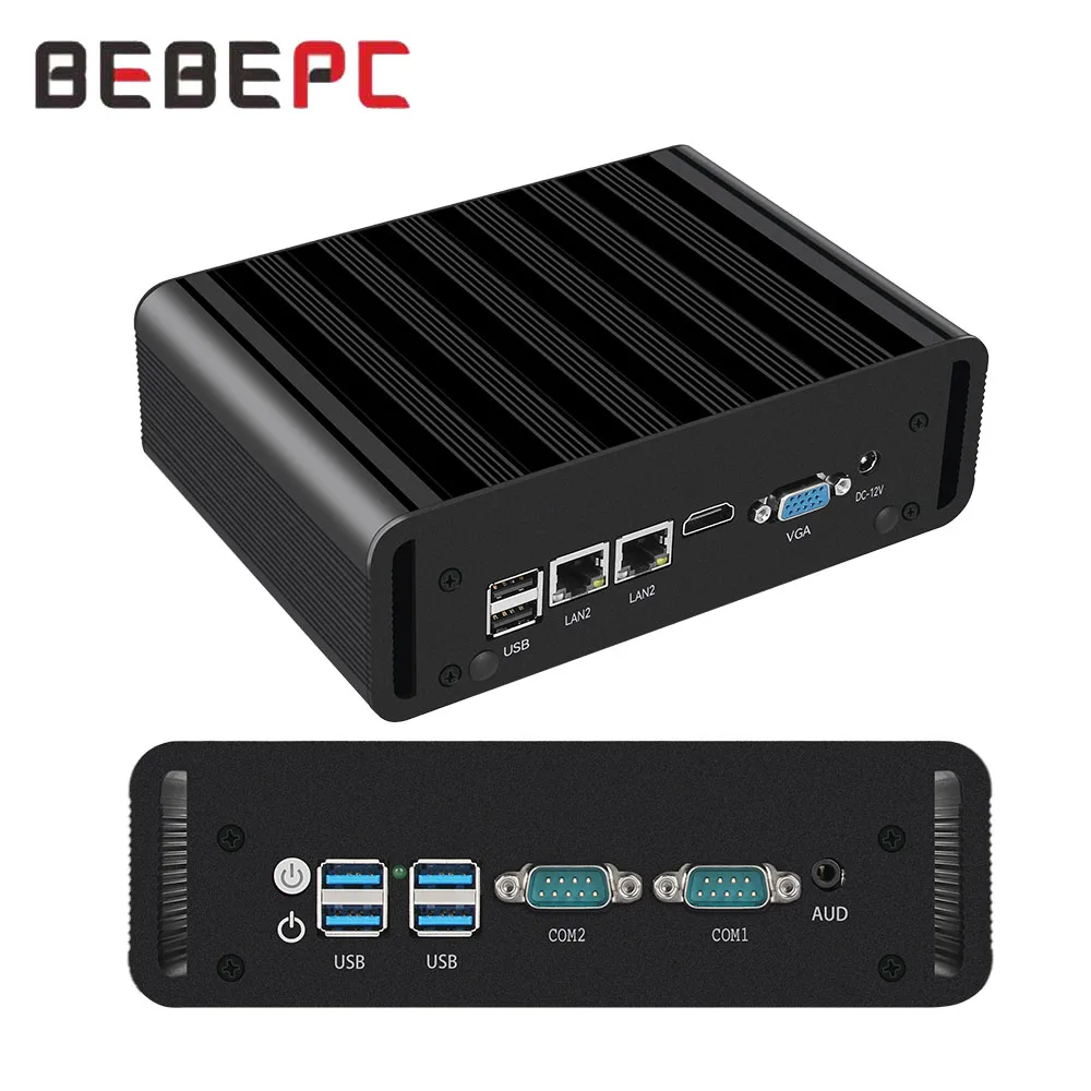 BEBEPC 2LAN6USB Industrial Mini PC with Inter i5-5200U DDR3 2RS485 Support Windows10/11 LINUX GPIO WIFI 4G LTE Fanless Computer