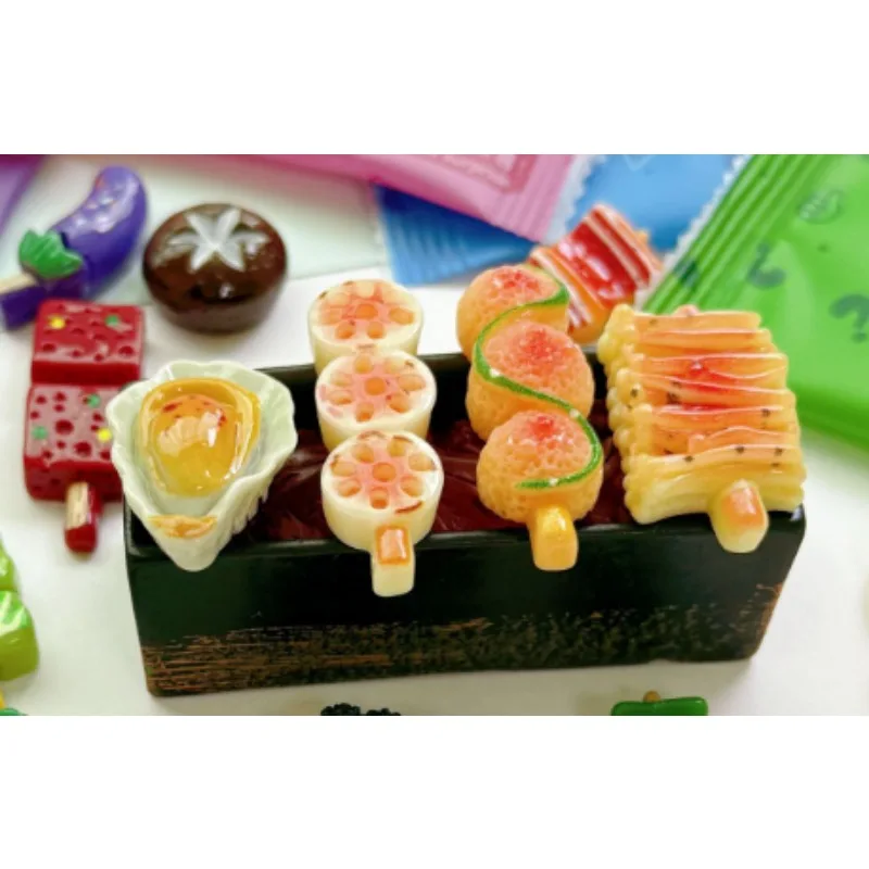 Miniature Blind Bag Mini Barbecue Hot Pot Food Model Play House Home Desktop Decor Figurines Crafts 5pc Blind Box
