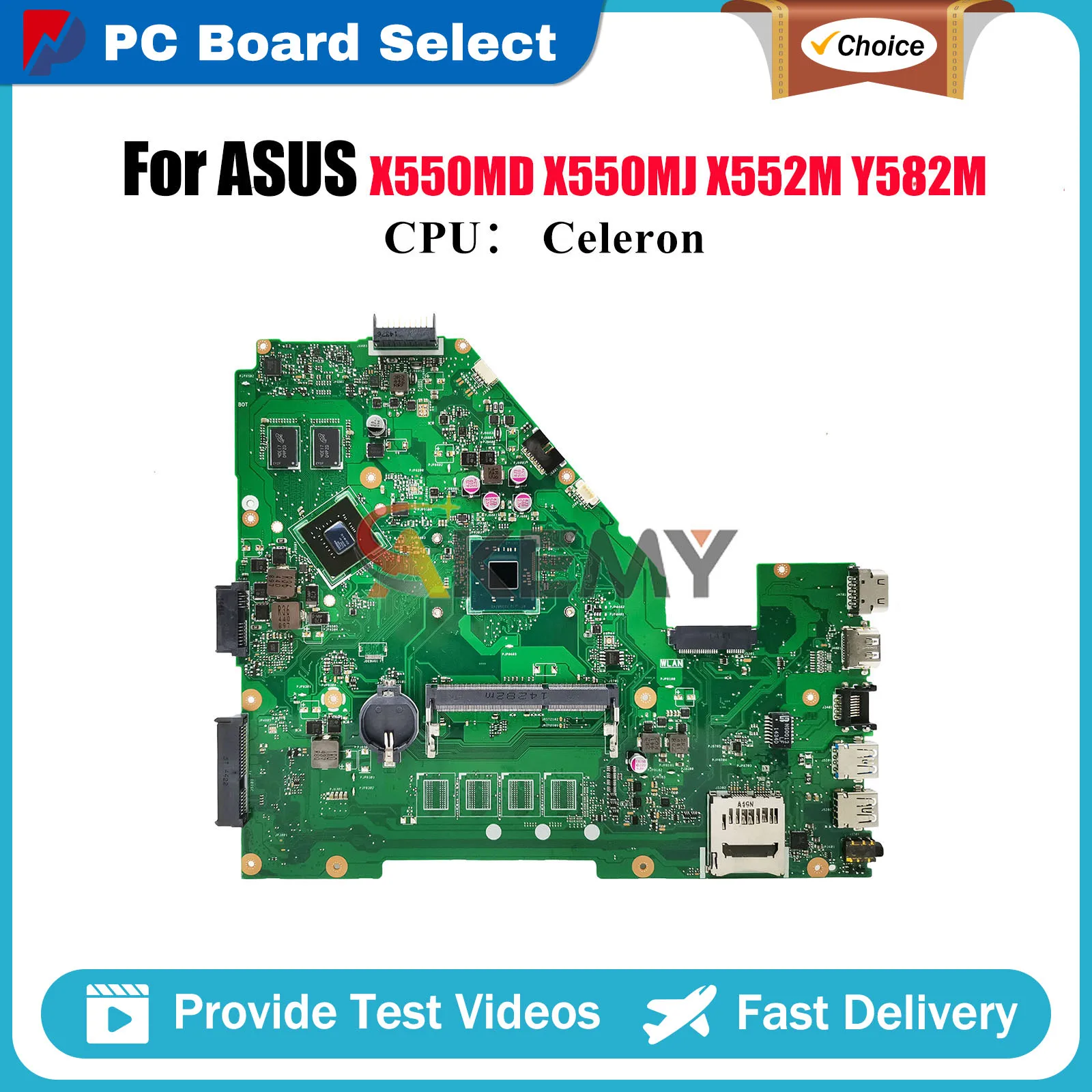 

X550MJ Laptop Motherboard For ASUS VivoBook X550MD X552M X550MJ Y582M X550M Mainboard With Celeron CPU 100% tests OK fast ship