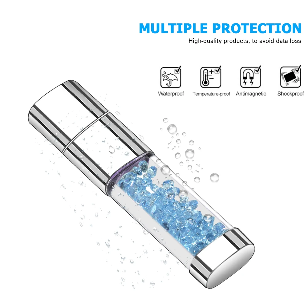 Crystal Diamond Usb Flash Drive 2.0 64GB Pendrive Cutomize Photo with LED light Stick Usb disk  Memoria Stick Exquisite gift