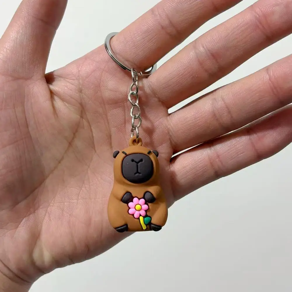 Niedliche Capybara Schlüssel bund Puppe Capibala Anhänger Fahrrad Rucksack Schlüssel Handy Anhänger Zubehör hässlich niedlich PVC weichen Gummi