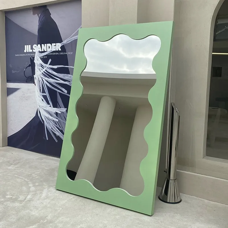 

Z Funky Wavy Mirror Create Full Body High End Design Modern Mirror Minimalist Aesthetic Korean Style Espelhos Home DecorationsZ