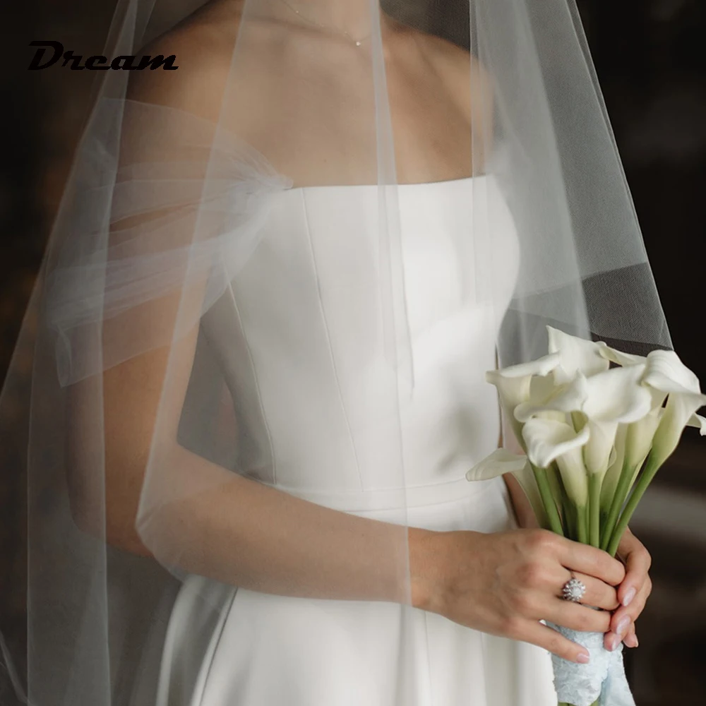 DREAM-vestidos De Novia con hombros descubiertos, corsé, línea A, cremallera trasera, tren De barrido, hecho a medida, 2024