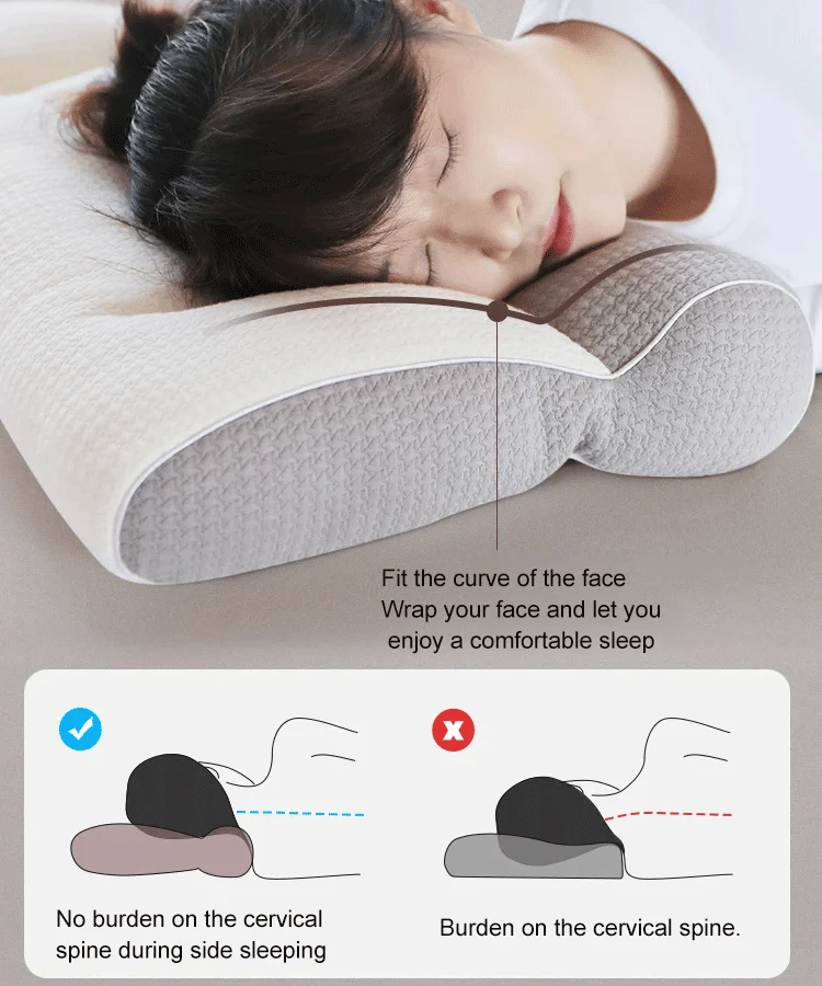 3D Neck Pillow Orthopedic To Help Sleep And Protect The Neck High Elastic Soft Porosity Washable Pillows Bedding For Hotel Home