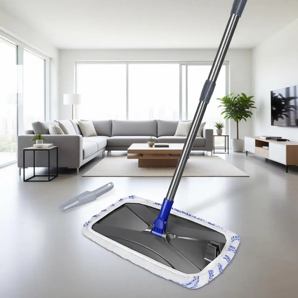 

Удлиненная швабра для влажной и сухой уборки больших площадей с 5 многоразовыми насадками и ручкой, для уборки пыли, ламината, деревянных полов, винила и плитки