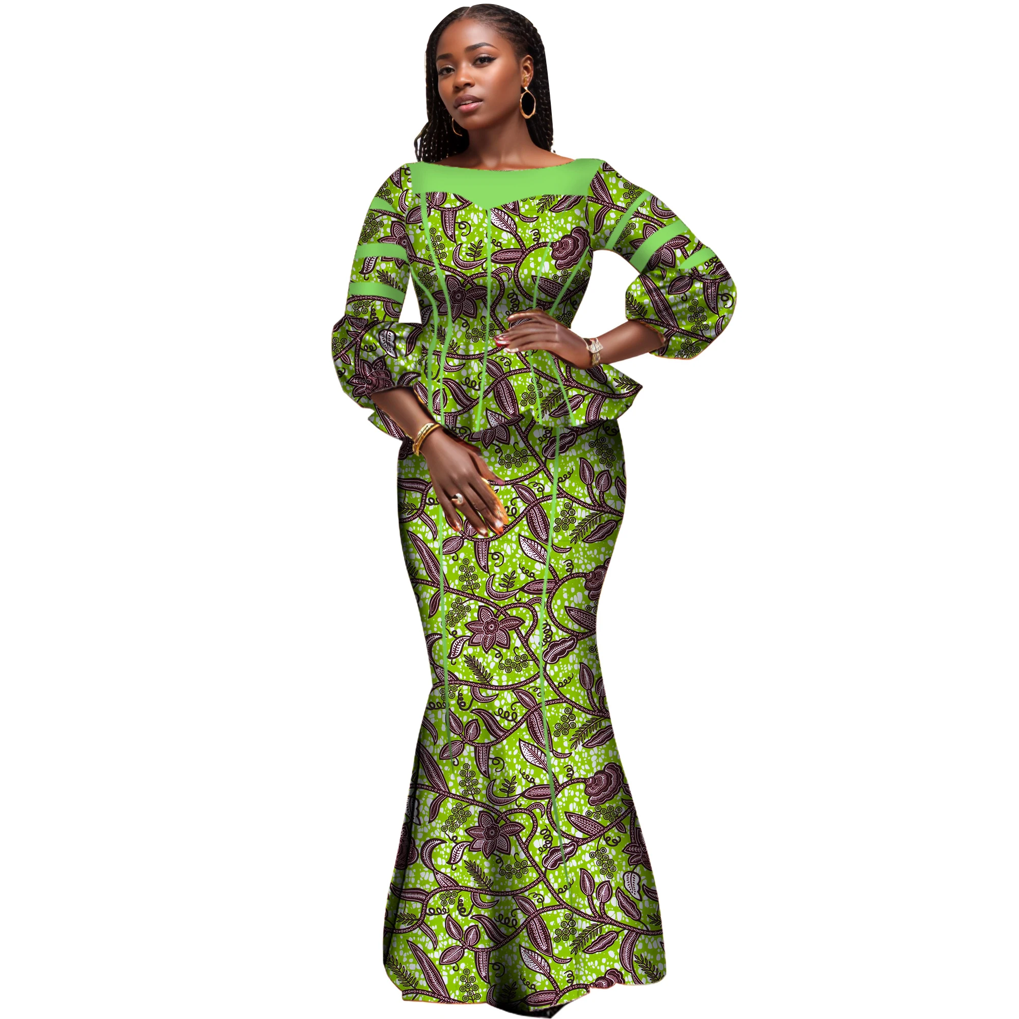 African Women Skirt Set Dashiki Hight Quarlity Cotton Crop Top and Skirt African Clothing Good Sewing Women Suits WY3710