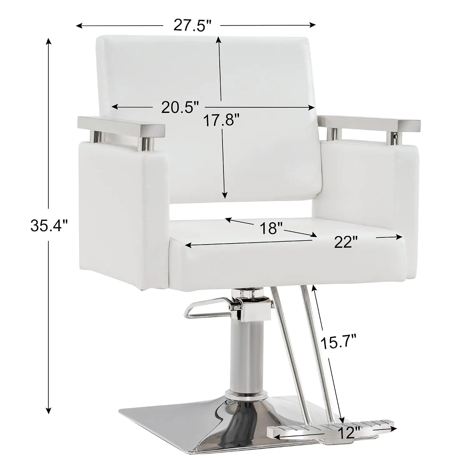 Hydraulic Barber Chair Salon Chair White Heavy Duty Pump Adjustable Reclining Professional Barbershop, Customized