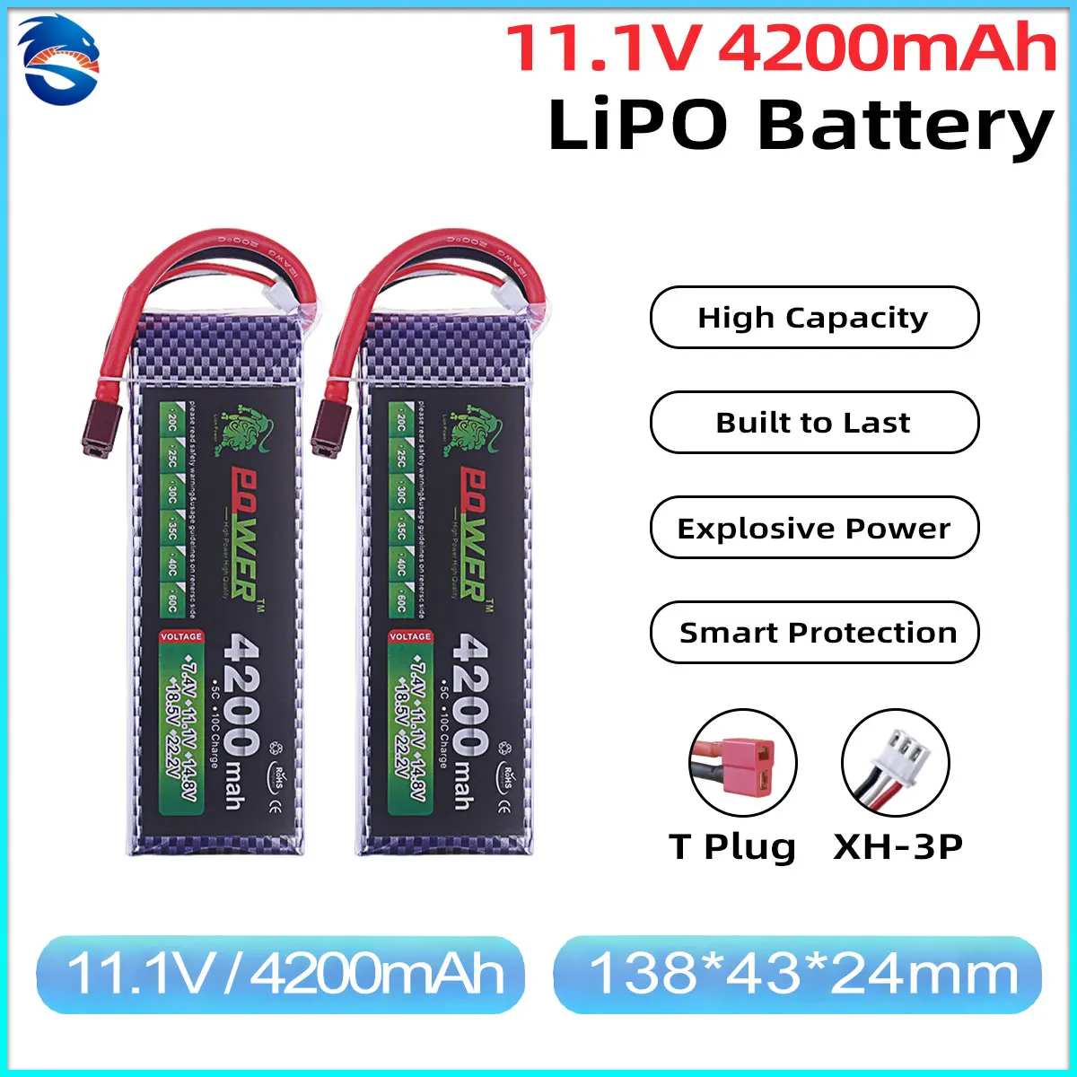 

Аккумулятор LiPo Skymaker 2S 3S 4S 7.4V 11.1V 14.8V 4200mAh 35C с разъемом XT60 T-Plug для радиоуправляемых машин, грузовиков, FPV дронов, самолетов, лодок, модельных запчастей