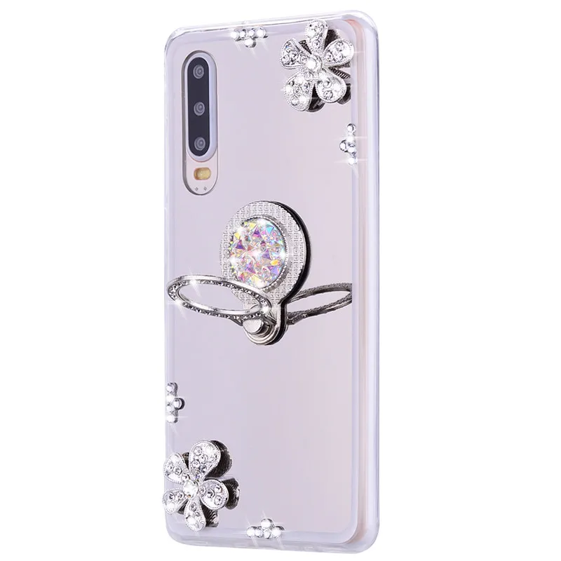 Luxury Rhinestone Flower Mirror Ring Holder Case For Xiaomi 13Lite Civi 2 3 Mi 9T 9TPro Redmi K70 K60 K50 K40 K30 K20 Pro K70E