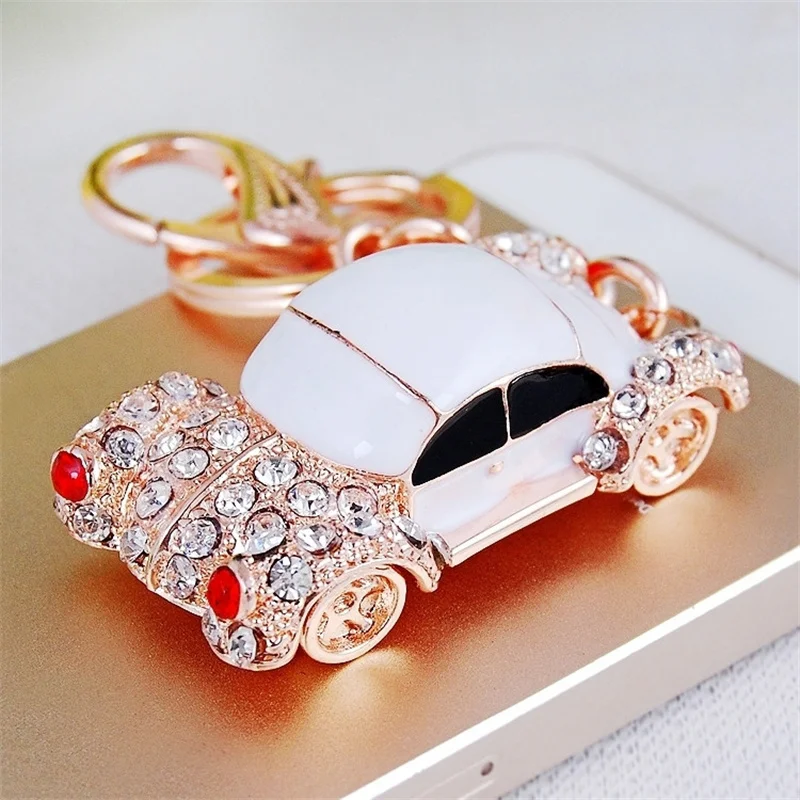 Fashion Alloy Metal Car Key Chain Keychain Charm Women Handbag Crystal Pendant Luxury Model Car Accessories Keyfob