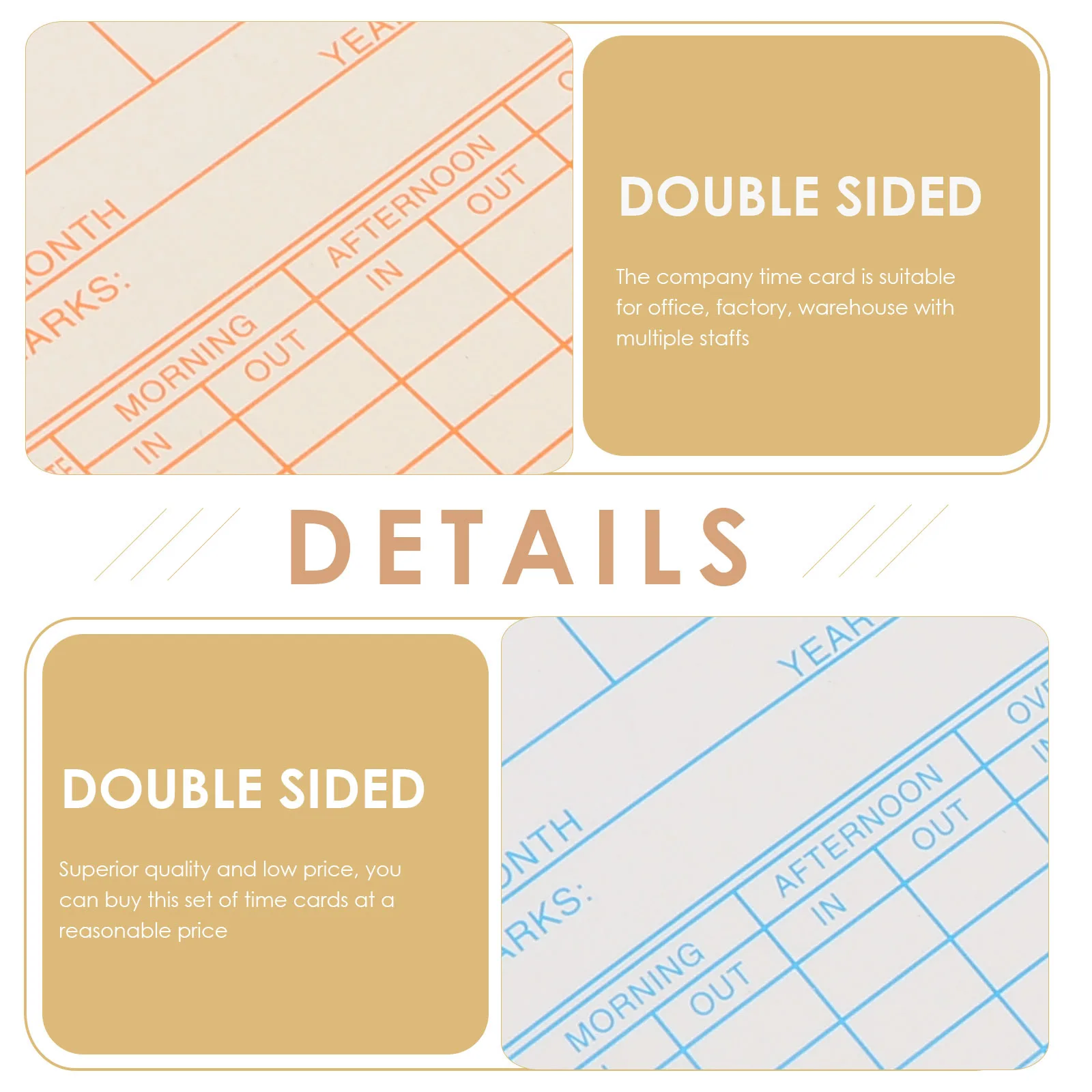 Attendance Cards For Office Time Recording Double-Sided Monthly Clocking Warehouse Use Paper Work