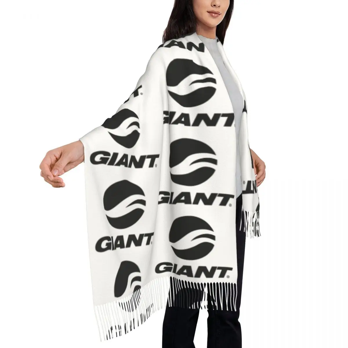 Giant Bike Scarf Tassel Scarves Women Soft Warm Shawls and Wraps Long Fall Winter Shawl Wrap