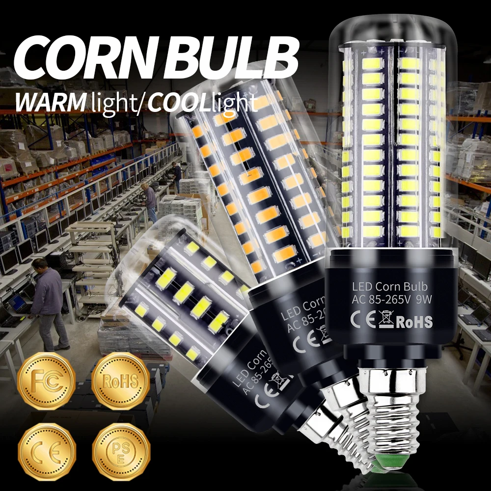 

Led Bulb Corn Lamp E27 Lampada Led E14 Chandelier Bulb SMD5736 LED Fan Light Bulb No Flicker Energy Saving Lamp 85-265V For Home