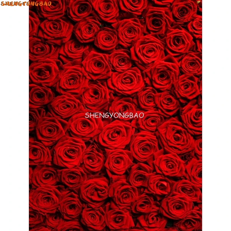 SHENGYONGBAO Digitale Valentijnsdag Fotografie Achtergronden Prop Liefde Hart Rose Houten Vloer Fotostudio Achtergrond 211215 -02