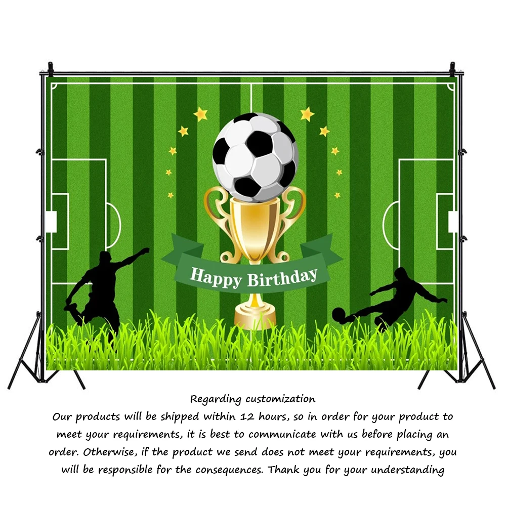 Piłka nożna Urodziny Tło Boisko do piłki nożnej Stadium Grassland Boy Young Party Cake Decor Banner Photo Photography Props Custom