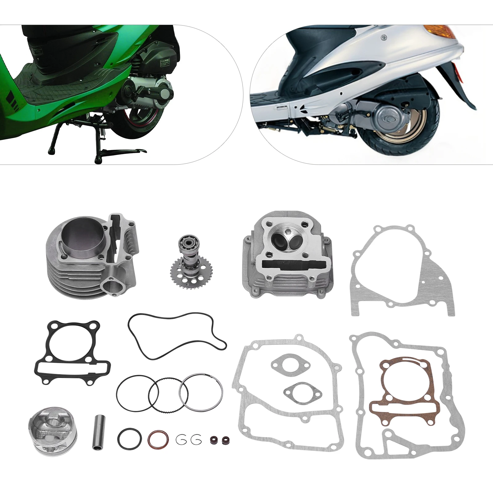 61 มม.เพลาลูกเบี้ยวหัวลูกสูบปะเก็นชุด 170cc Big Bore กระบอกลูกสูบปะเก็นชุดสําหรับ Scoote ATV Quad 170CC