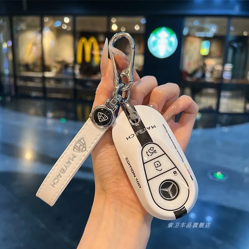 Car Zinc Alloy Key Case Bag For Maybach W222 W223 S400L S450L S500L S480 S580 S680 2021-2025 Car Key Chain Metal Key Shell