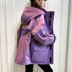 2023 Women's Fashion Hooded Jacket Female Spring  Autumn New Wave Korean Loose Casual Joker Jacket Top Windbreaker Outcoat Femme