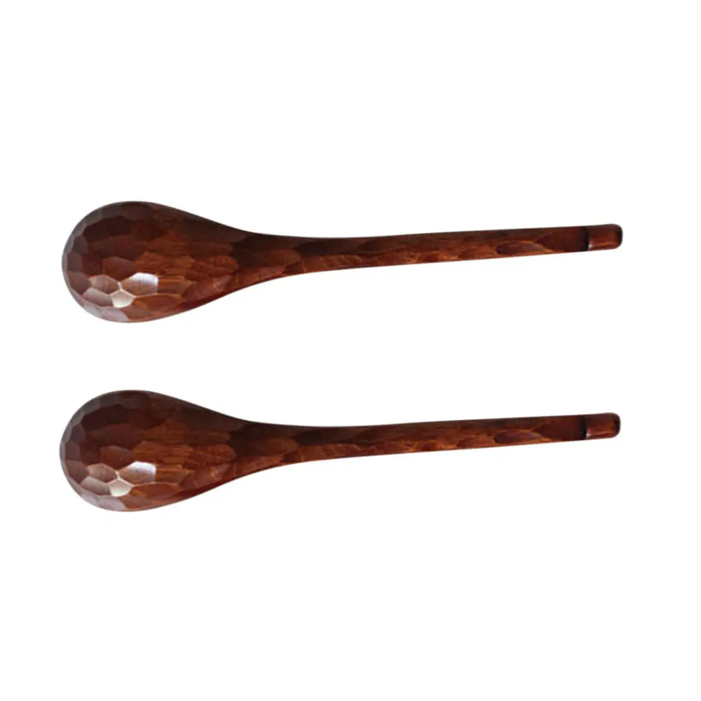 2Pcs Antislip Big Soup Spoons Hand Carved Wooden Tortoise Shell Pattern Kitchen Spoon Ecofriendly Natural Wood Soup Utensils
