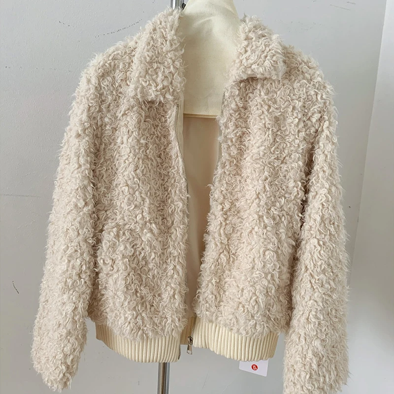 LUZHEN 2024 Winter New Lamb Wool Warm Jacket Women's Fashion Solid Color Simple Casual Coat Street Trendy Odzież Damska AA2269