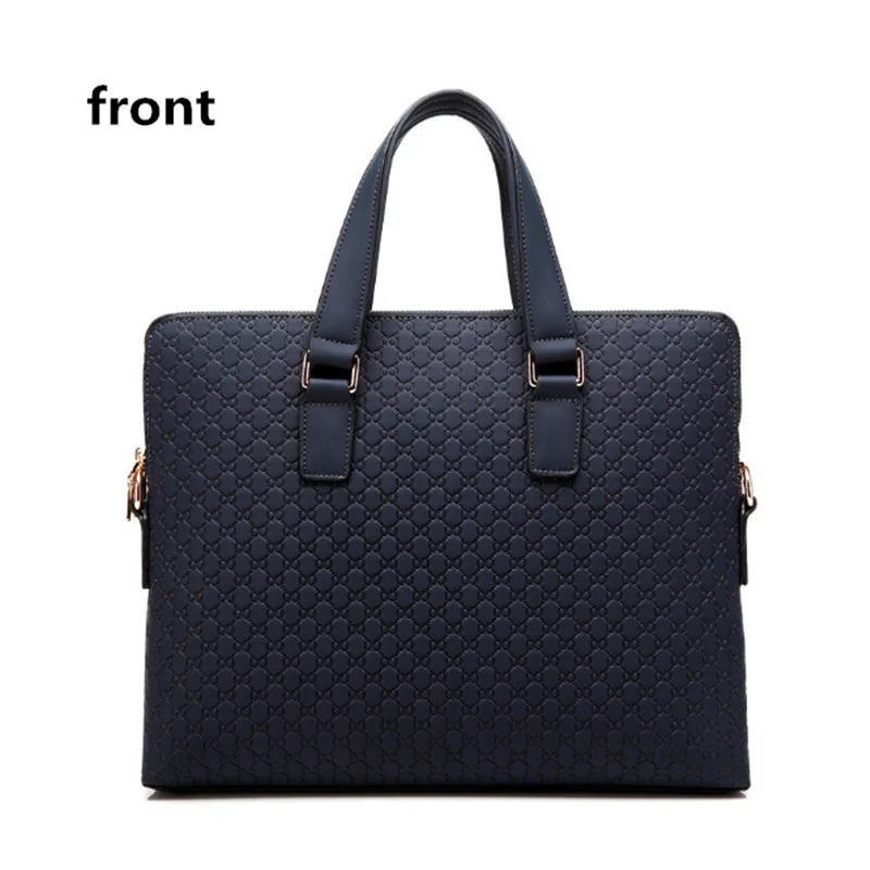 Genuine Leather Men Handbag Business Briefcase Cross Section Shoulder Diagonal Blue Black Leather Male 14\