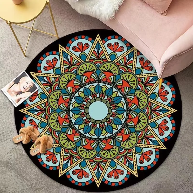 سجادة مستديرة من Bohe بنمط عرقي على شكل دائرة لغرفة المعيشة، سجادة أرضية وكرسي وطاولة القهوة وديكور بجانب السرير، جميل وكلاسيكي جدًا