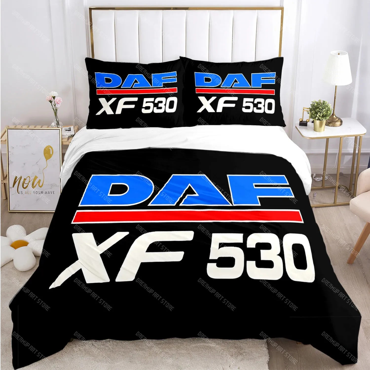DAF Truck Logo Bedding set,DAF Truck Duvet Cover Cartoon Quilt Cover and Pillowcases for Teens Boy Single_Double_Queen_King