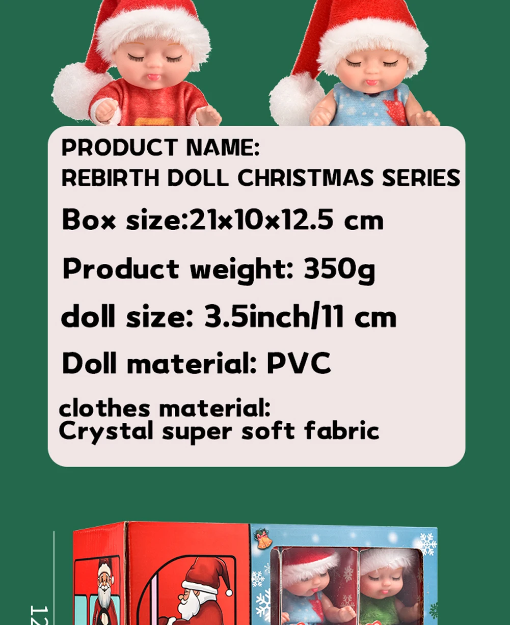 12-teiliges Weihnachts-Reborn-Puppen-Set, Simulations-Prinzessinnen-Puppen, Niedliches Schlafendes Baby mit Kleidung und Zubehör, Weihnachtsgeschenk – Detail 5