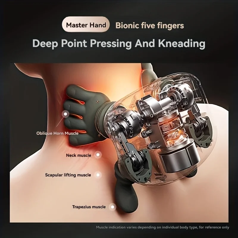 Bionic Finger Neck Shoulder Massager Wireless Cordless Cervical Trapezius Kneading Massage Shawl with Brushless Motor
