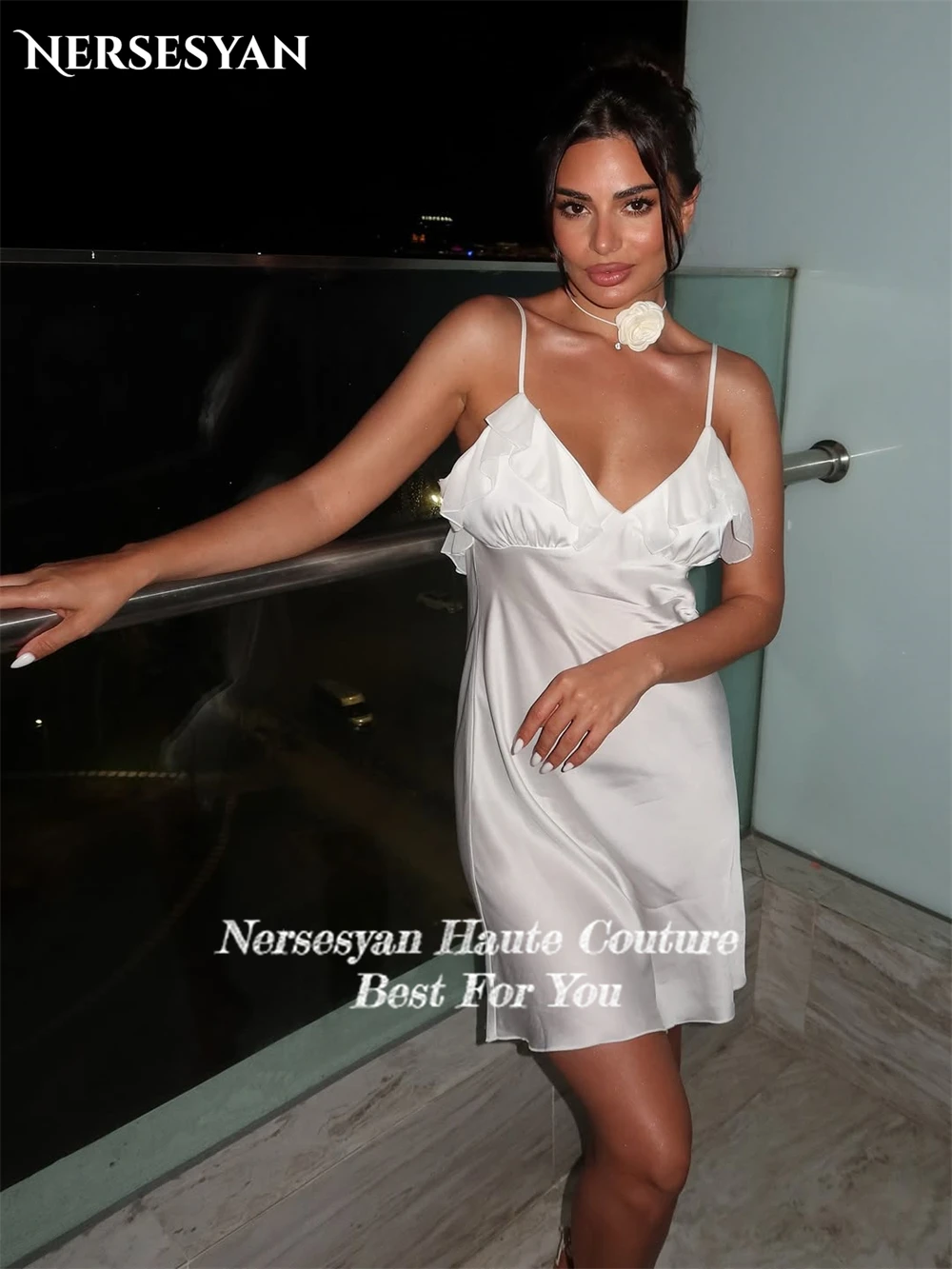 Nersesyan – robe de bal élégante et brillante, bretelles Spaghetti, volants, Mini robe à plusieurs niveaux, robes de fête d'anniversaire, personnalisées