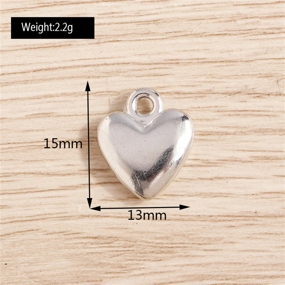 Tusember 10 Stück Legierung Gold Silber Farbe Herzanhänger für Ohrringe Halsketten DIY Schmuckherstellung Zubehör – Detail 1