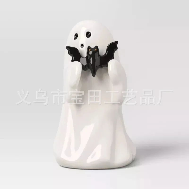 Creative Halloween cute ghost cuddle Powder pumpkin Bat resin statue Halloween decoration