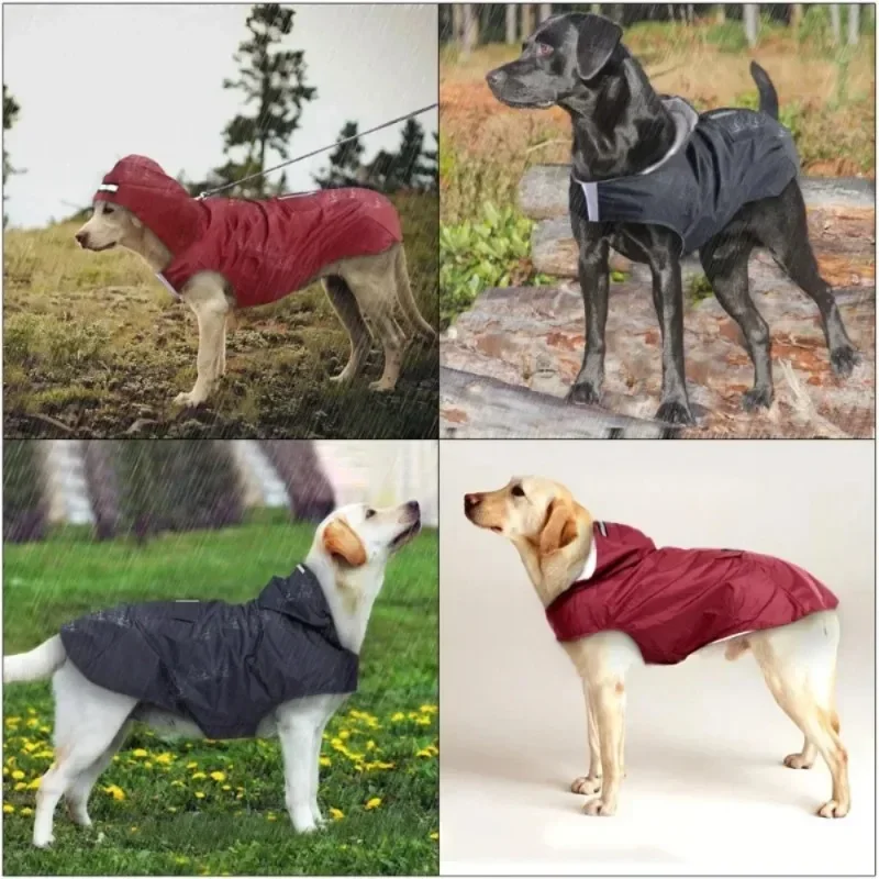 9 Sizes Dog Raincoat Small Medium Large Dogs Waterproof Hooded Jacket Rain Clothes with Reflective Stripe Outdoor Accessories