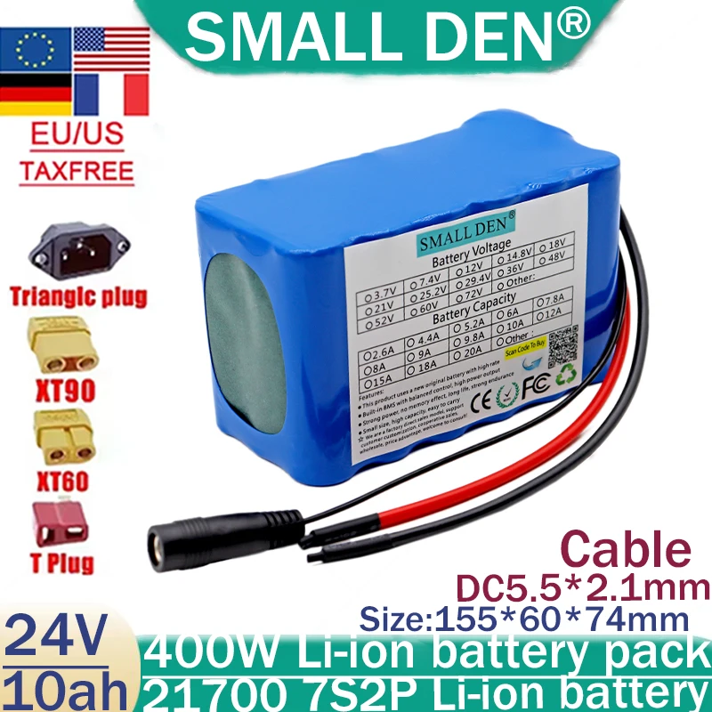 24V 10ah 21700 7S2P lithium-ion battery pack 400W tool battery outdoor backup battery,with 15A BMS motorcycle golf station wagon