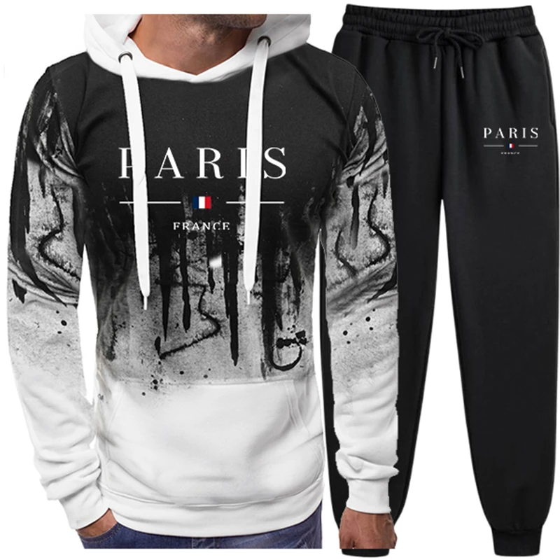 

Лидер продаж, мужской спортивный костюм с городским принтом, повседневный спортивный комплект с капюшоном, одежда для бега, костюм с брызгами, толстовки для фитнеса, мужская одежда