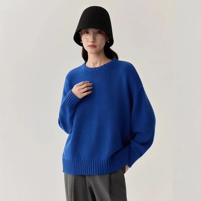 

Универсальный пуловер в корейском стиле, шерстяной свитер с круглым вырезом, однотонный, из мягкой шерсти, женский вязаный топ, внутренняя одежда