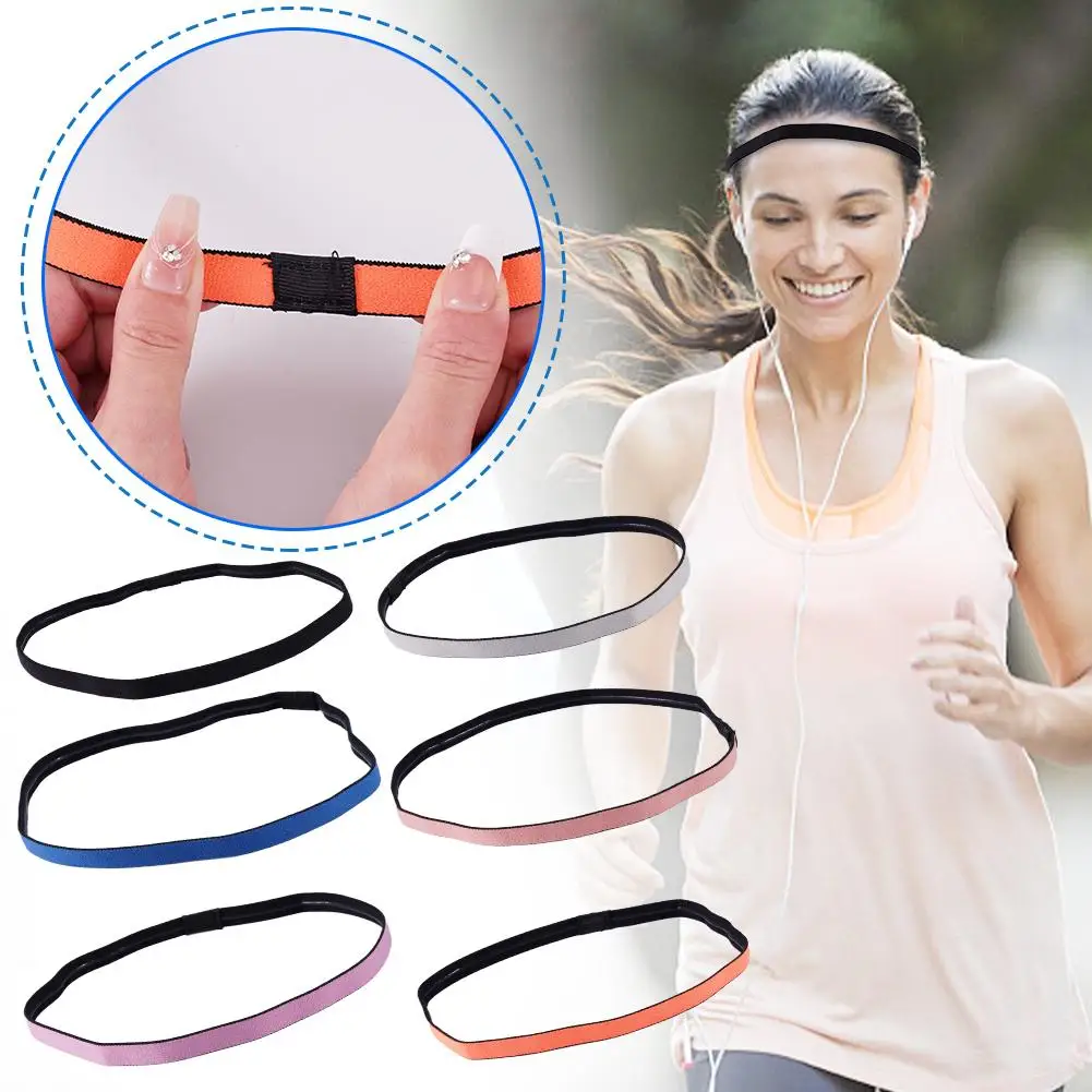 Sports Head Band Simple Unisex Hairband Non-Slip Silicone Running Strip Hair Fitness Elastic Accessory Guide Yoga Sweat P1H4