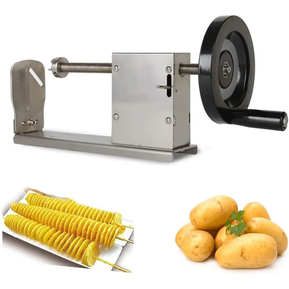 

Stainless Steel Manual Potato Spiral Slicer - Create Tower-Shaped Chips for Potatoes, Cucumbers, and Carrots